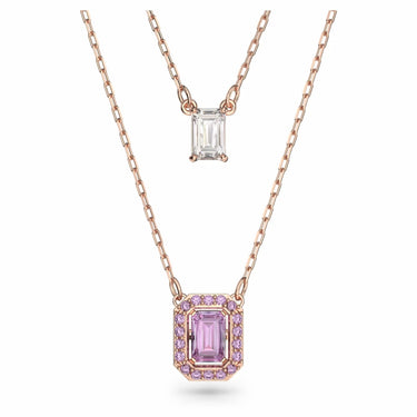 Swarovski Damen Millenia Halskette im Lagenlook Oktagon-Schliff, Violett, Roségold-Legierungsschicht 5640558